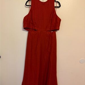 Sleeveless Red Linen Dress
